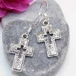 Vintage-inspired Hollow Cross Dangle Earrings For Women - Alloy Religious Symbol Perfect For Casual Attire & Gifting