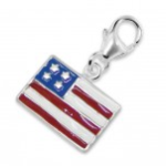 C485-C10200 - 925 Sterling Silver Usa American Flag Charm Dangle