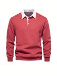 Cotton Blend Retro Color Block Men's Casual Pullover Long Sleeve Lapel Shirt For Spring Fall Men's Clothing
