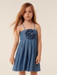 Caroline Rosette Girls Dress - 10-12 Yrs Sun Bleached Blue