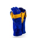 Superior Blue Lined Leather Welders Gloves – Reinforced Blue Elbow Length
