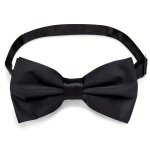 Men's Adjustable Black Bow Tie For Formal Suit - Polyester Woven Design