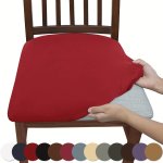 4PCS 6PCS Solid Color Brushed High Elastic Chair Cover Simple Soft And Comfortable Chair Seat Cover Dust-proof And Dirt-resistan
