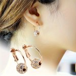 Chic Hoop Earrings Sparkling Ball Design Paved Shining Rhinestone Multi Colors For U To Choose Match Daily Outfits Party Decor