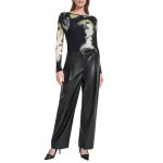 Wide Leg Pleat Front Pants -black