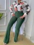 Casual Slim Two-piece Set Floral Print Button Shirt & Solid Pintuck Pants Outfits Women's Clothing