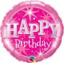 18 Inch Foil Birthday Pink Sparkle Round Balloon 1 Pack