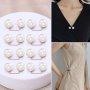 8PCS Faux Pearls T- Shirt Tie Clips Set Wrap Holder Waist Buckle Button Clothing Decoration