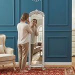 Rectangular Carved Frame Full Length Floor Mirror - Gold