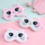 1pc Cartoon Big Eyes Plush Eye Mask Cute Cat Blackout Eye Mask Lunch Break Sleeping Eye Mask Travel Essentials