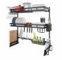Dish Drying Rack Over Sink Kitchen Supplies Storage Shelf Countertop Space Saver Display Stand Tableware Drainer Organizer Utensils Holder Stainless Steel Black 3 Tier