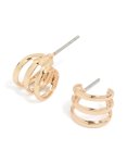 Goldair Gold Triple Line Straight Open Hoop Earrings