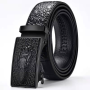 1PC Men's Crocodile Pattern Belt Pu Leather Belt Automatic Buckle Belt For Business Suit Daily Life Men Ideal Choice For Gifts