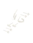 Waterproof Stainless Steel Diamante Stacking Earrings 4-PACK