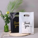 100PCS Black And White Gift Bag Simple Four-finger Clothing Bag Packaging Bag Portable Shopping Bag