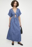 Tie Front Lucy Denim Dress - Med Denim
