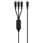Volkano Nova Series USB C To 2 USB C And Lightning Cable 100W Tpe-black