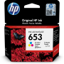 HP 653 Ink Advantage Cyan Magenta Yellow Standard Yield Printer Cartridge Original 3YM74AE Single-pack