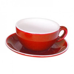 Fortis - Italia - Red Open Cappuccino Cup 210ML & Saucer Set Of 12