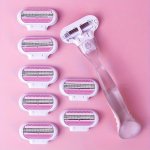 Women's 3-LAYER Stainless Steel Razor Set - Hypoallergenic Includes 1 Handle & 8 Cartridges With Protective Cap For Safe Shaving
