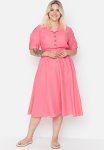 Gipe And Button Detailed Woven Dress - Fuchsia