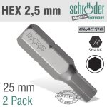Hex allen Ins.bit 2.5 Mm 2 PACK SC20622