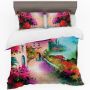 Colourful Painted Houses Duvet Cover Set Queen