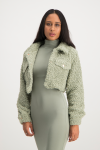Chloe Cropped Teddy Jacket - Sage - XS