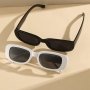 2PCS Black White Fashion Glasses Plastic Frame Square Beach Sunshade Fashionable For Women And Daily Use