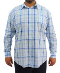 Mens Long Sleeve Check Shirt - 10XL Blue wht