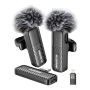 Dual Wireless Lavalier Microphones For Iphone/ Camera/ Android Devices