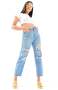 Ladies Ripped Denim Jeans - Blue - Blue / XL