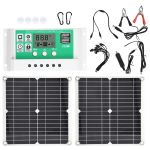 2 Pieces 15W Solar Panel Kit With 10A Controller