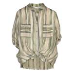 Stripe Print Shirt - Forest Green Free