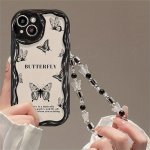 Luxury Cute Animal Butterfly Bracelet Chain Wavy Soft Clear Phone Case For Iphone 13 11 12 14 15 Pro Max 14 15 Plus Cover