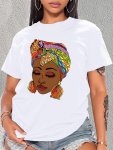 Ethnic Style Print T-Shirt Short Sleeve Crew Neck Casual Top For Summer & Spring Women's Clothing