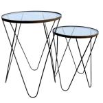 Glass Top Metal Side Tables Set Of 2
