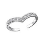 C1097-C20684 - 925 Sterling Silver Cz Stones TOE RING Adjustable Size