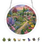 Uniqgifts Acrylic Puzzle Suncatcher Vibrant Meadow Sun Catchers Puzzle For Window Hanging Diy Craft Puzzles For Adults Ideal Gif