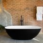 Aurora Polished White / Midnight Quartz Freestanding Bath + Basin Combo