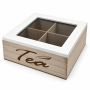 4-COMPARTMENT Wooden Tea Bag Storage Box With Clear Hinged Lid