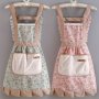 1pc Apron Waterproof & Oil-Resistant Canvas Apron Floral Design Apron With Adjustable Strap Breathable Fabric Ideal For Chefs & Waitstaff For Cleaning Cooking And Baking Home Supplies