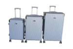 Smte Silver Abs Hardshell Luggage Set 3-PIECE Spinner Wheels Tsa Lock With Keychain
