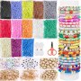 2100-5210PCS Clay Beads Bracelet Making Kit Polymer Beads Spacer Flat Preppy Beads For Jewelry Making Kit With Charms Diy Crafts Gift