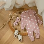 Pink Heart Ribbed Playsuit With Matching Headband