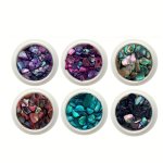 Mix Sizes 3D Abalone Seashell Fragments Natural Stone Marble Sequin Flake For Uv Gel Manicure Decorations