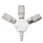 Air Hose Splitter 3 Way Air Splitter 1 4 Inch Compressor Manifold Npt Male Thread 3 Way Manifold Aluminum Alloy Pneumatic Fittin