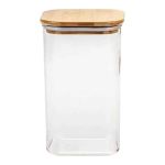 Cannister 10X10X21CM Square With Bamboo Lid Borisilicate Glass