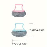 2PCS Multi-surface Scrub Brushes With Handles - Durable Steel Ball Cleaning Tools For Kitchen Bathroom And Outdoor Use