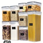 9PCS Airtight Food Storage Containers With Lids Bpa Free Plastic Kitchen And Pantry Canisters For Cereal Dry Food Flour And Suga